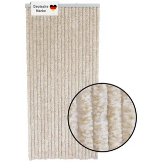 Lemodo Flauschvorhang 90x200cm beige-weiß meliert, Fliegenschutz, Türvorhang Wohnwagen