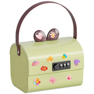 ACESOME Kindertresor mit Code, Abschließbare Box 17.6 x 14 x 13.5cm, Box mit Schloss Verschließbare Medikamentenbox, Spardose Kinder, Kiste zum Abschließen Handybox (Grün)