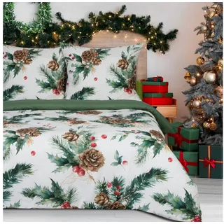 Eurofirany Bettwäsche Weihnachtsbettwäsche, Weihnachtsgeschenk Satinbaumwolle Sterne Karomuster