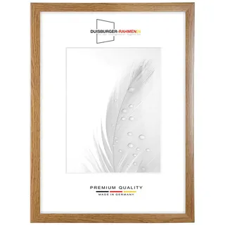 Duisburger-Rahmen24 DR24 50x75 Bilderrahmen (Eiche rustikal) nach Maß, 35 mm breiter MDF Holzrahmen inkl. entspiegelter Anti-Reflex Kunstglasscheibe, stabiler Rückwand, Biegestiften und Aufhängern