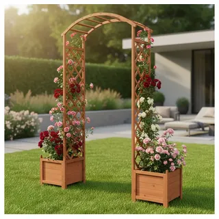 Mucola Rosenbogen Rosenbogen Rankhilfe Blumenkübel Torbogen Spalier Rankgitter Pergola Stück, 1 St., Rosenbogen, Fichtenholz braun