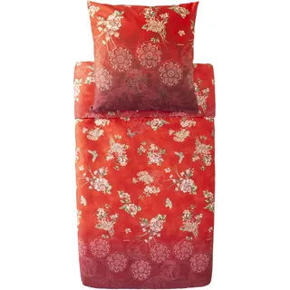 Bassetti ESPERIDI Bettwäsche + 1 Kissenhülle aus 100% Baumwollsatin in der Farbe Rot R1, Maße: 155x220 + 1 K 80x80 cm - 9333285