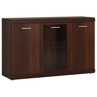 Lomadox Sideboard IMPERIA-129, Kommode Anrichte Vitrine 140 cm Nussbaum Wohnzimmer braun retro braun