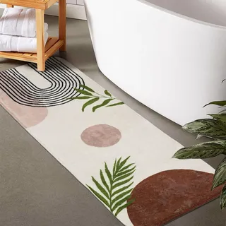 Boho-Badezimmerläufer, rutschfest, groß, lang, Badezimmerteppich, niedliche Badematte für Schlafzimmer, Flur, Küche, weicher Plüsch, waschbarer Duschteppich