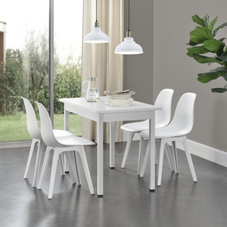 Essgruppe Horten mit 4 Stühlen Weiß