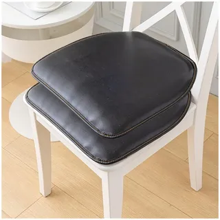 Zipinkl (Satz Von 1/2/4) Leder-ESS-Küchenstuhl-Kissen, Wasserfestes Sitzkissen, Strapazierfähige, Weiche Stuhlpolster (Color : Black, Size : 43x40cm(2Packs))