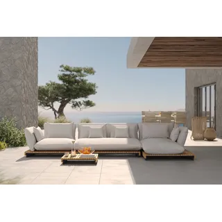 OUTFLEXX Catania Gartenlounge für 5-6 Personen, creme/grau, Alu/Teak/Olefin, wetterbeständig, FSC®-zertifiziertes Produkt