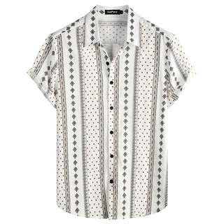 VATPAVE Herren Sommer Tropische Hemden Kurzarm Aloha Hawaii Hemden X-Large Weiß Schwarz
