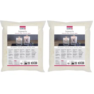 GLOREX 6 8603 401 - Sojawachs-Mix, 1000 g, gebrauchsfertige Wachsmischung, brennt warm weiß, gute Brennqualität, Schmelzpunkt 54°C, zur Kerzenherstellung (Packung mit 2)