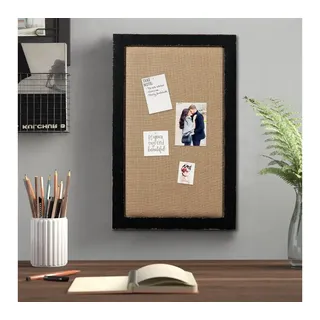 Sintosin Pinnwand Rustikale Korkwand Holzrahmen - Vintage Pinnwand Notizwand Bilderwand, (Rustikale Korkpinnwand mit Holzrahmen, für Zuhause und Büro, 1 Korkwand mit Holzrahmen, Maße: 52,5 x 68 cm, inkl. Aufhänghaken), Rustikaler Holzrahmen, Korkplatte, aufhängbar, handgefertigt schwarz
