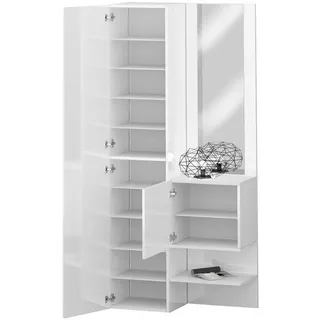 freiraum Kompaktgarderobe Anzio in Weiß Hochglanz - 90x191x35cm (BxHxT)