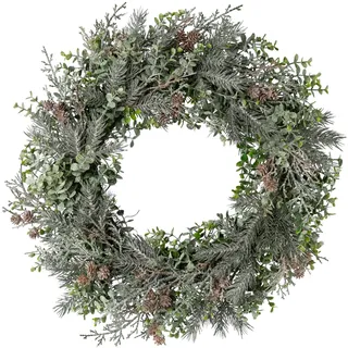 CREATIV green künstlicher Tannen-Eukalyputs-Mixkranz 50cm I Weihnachtskranz mit künstlichem Eukalyptus & Zapfen I künstlicher Weihnachtskranz I Adventskranz künstlich I Türschmuck Weihnachten