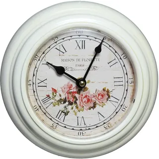 Ambiente Haus Rosen Wanduhr 20,0 cm 20cm weiß