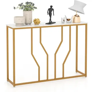 Costway Konsolentisch 110 x 30 x 80 cm Gold/Weiß