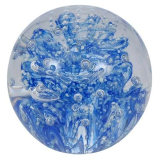 Traumkugel 236 (mittel) große, blaue Blume, nachtleuchtend 6,5-7cm - Glaskugel, Briefbeschwerer