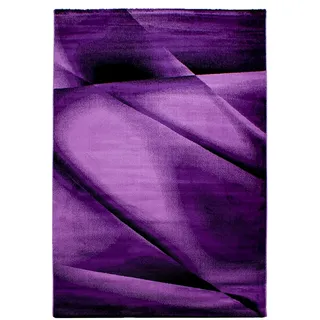 Carpetsale24 Kurzflor Teppich 120x170 cm, Modern Abstrakt Design in Lila Schwarz, ideal für Wohnbereich, Jugendzimmer oder Essplatz