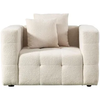Home Deluxe Teddy Sessel Como Bouclé 132 x 68 x 92 cm Beige mit Kissen