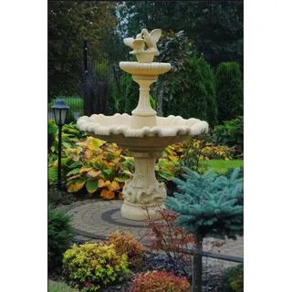 JVmoebel Gartenbrunnen Handgefertigter Zierbrunnen aus Stein für den Garten, Made in Europa beige