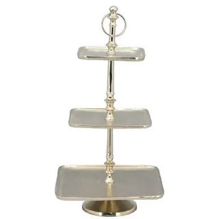 EXNER dekorative quadratische Deko-Etagere Tisch-Etagere Küchen-Etagere 3-stufig Metall Vintage Landhaus Stil