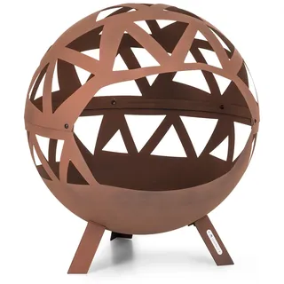 Blumfeldt Colima Feuerschale Ø 66 cm Kugelform mit Holzkohlerost &  Ascheschale geometrisch Rost