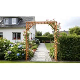 Rosenbogen Holz Lille - 137 x 47 x 200 cm - Farbe: Honigbraun - Rosenbogen aus imprägniertem Kiefernholz