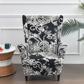 WYJHNLBEDC 2 Stück Ohrensessel überzug Stretch, Elastischer Sesselschoner | für Ohrensessel/loungesessel Outdoor/Sessel Wohnzimmer/Sofa 1 Sitzer