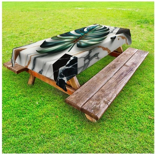 Abakuhaus Tischdecke dekorative waschbare Picknick-Tischdecke, Monstera Sonnenblumen Landhausstil grau|grün 145 cm x 265 cm
