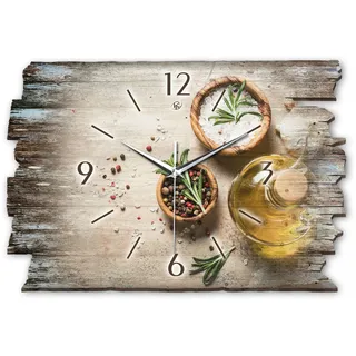 Kreative Feder Designer Wanduhr „Gewürze“ aus Holz 40x27cm im Shabby Style Design - Designeruhr mit flüsterleisem Uhrwerk ohne Ticken (Gewürze, leises Quarzuhrwerk)
