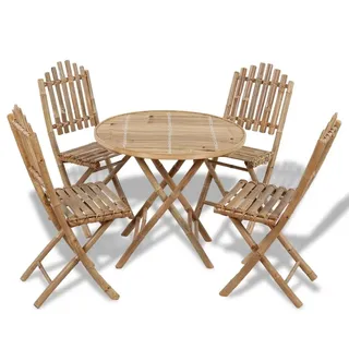 vidaXL Gartenmöbel Bambus Sitzgruppe Gartengarnitur Gartenset Tisch 4 Stühle