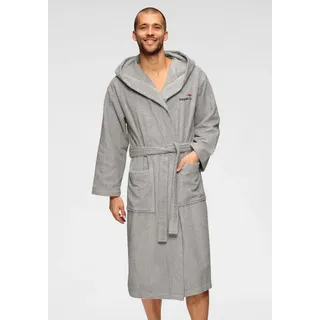 KangaROOS Unisex-Bademantel Cassidy, für Damen & Herren, Standardlänge & Überlänge, Langform, Walkfrottee, Kapuze, Gürtel, mit Taschen, Männer und Frauen, Baumwolle, Reise, Hotel, Sauna, S-3XL grau XL | 125 cm