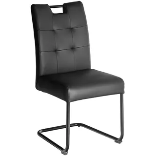 Novel Schwingstuhl, Schwarz, Metall, Leder, Echtleder, Büffelleder, Rundrohr, C-Form, 46x97x58 cm, Esszimmer, Stühle, Esszimmerstühle, Schwingstühle