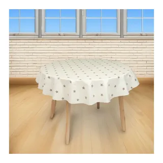 Laro Wachstuch-Tischdecke rund 140 cm Beige