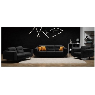 Beautysofa Polstergarnitur VENEZIA, (Sessel + 2-Sitzer Sofa + 3-Sitzer Sofa im modernes Design), mit Metallbeine, Couchgarnituren aus Velours schwarz