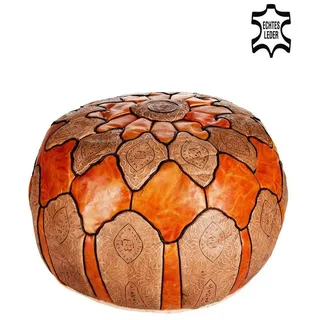 Marrakesch Orient & Mediterran Interior Pouf Orientalischer Pouf Leder Hakam - 60cm (1-St), Handarbeit orange