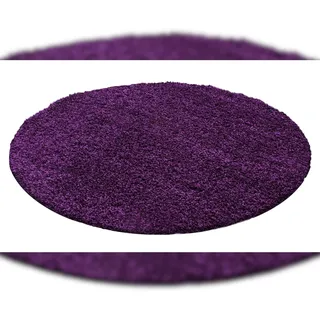 KADIMA DESIGN Teppich Hochflor Unifarben Polypropylen Wohnzimmer Shaggy Violett Rund 80x80 | Kadima Design