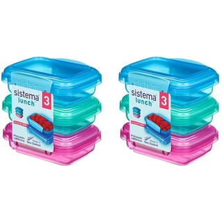 Sistema Lunch Frischhaltedose | 200 ml | kleine Snackboxen | BPA-freier Kunststoff | gemischte Farben | 3 Stück (Packung mit 2)