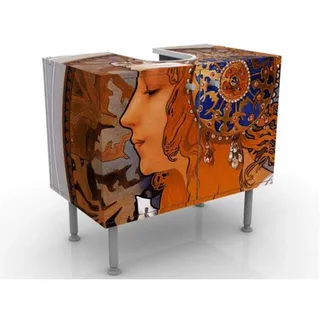 Apalis Waschbeckenunterschrank - Loren - Vintage Badschrank Orange Braun, Größe: 55cm x 60cm