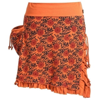 Vishes Minirock Kurzer Baumwollrock zum Überziehen Asymmetrisch Festival, Boho, Goa, Hippie Style orange 38
