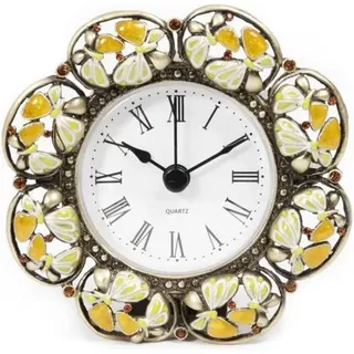 Vintage-mini-tischuhr Mit Blumenmuster, Batteriebetriebene Metalluhr Für Nachttisch, Wohnzimmer, Büro