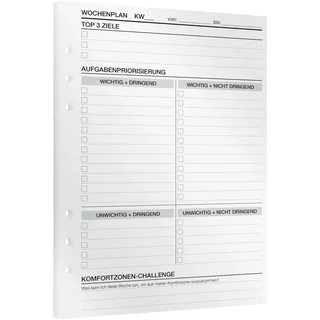 KOMPASS® Wochenplaner | 30 DIN-A5-Einlagen für Ringbuch-Planer | Wochenplanung inkl. Wochenkalender, Terminplaner, To-Do-Liste & Erfolgsjournal Reflexion | Bullet Journal | Notizbuch Nachfüllbar