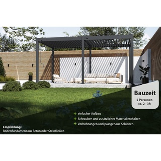 Weide Classic | Aluminium Pavillon | 3 x 5,3 M | Lamellendach anthrazit | Pergola freistehend