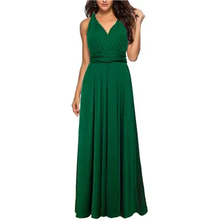 Damen Kleider Elegant Hochzeit Lang Abendkleid Multiway V-Ausschnitt Rückenfrei Brautjungfernkleid Bodenlang Neckholder Abschlussball Ballkleid (GR,M)