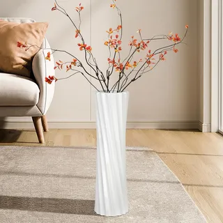 TDIAVH Weiße Keramik-Bodenvase für Pampasgras, 40 cm, Heimdekoration, große Bodenvase für Tafelaufsatz, Wohnzimmer und andere Räume, minimalistische Dekoration für Freunde, Geliebte und Familie