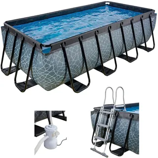 Framepool EXIT Schwimmbecken Gr. B/H/L: Breite 200 cm x Höhe 100 cm x Länge 400 cm, 7020 l, grau (grau, schwarz) Frame-Pools 4-tlg., LxBxH: 400x200x100 cm