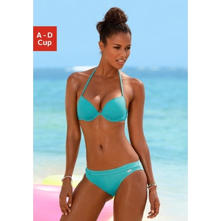 Push-Up-Bikini-Top BUFFALO "Happy" Gr. 34, Cup C, blau (türkis) Damen Bikini-Oberteile Bikini-Oberteil Mixkini Neckholder-Bikini Push-up-Bikini Ocean Blue in mehreren Trendfarben