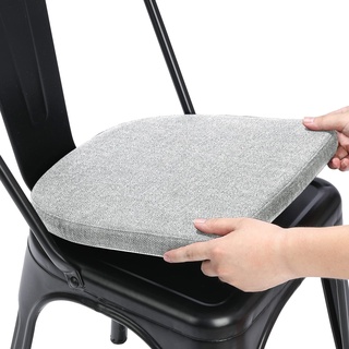 BUYUE Leinen 30x30 Kissen für Metallstuhl 1 Stück, Anti-Rutsch Sitzkissen für Esszimmer Küche Café stapelbare Stühle (U-Form, hellgrau, 1 Stück)