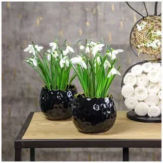 Florists Products Osterei Blumentopf Keramik Ei Pflanztopf Schwarz Wabenstruktur, 2 Stück schwarz