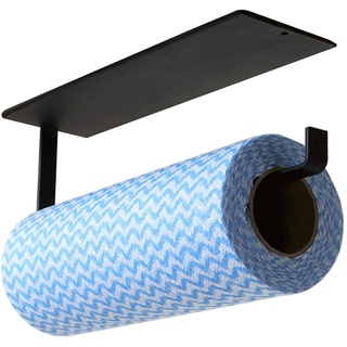 Kytpyi Küchenrollenhalter, Küchenrollenhalter ohne Bohren, Selbstklebende Wandhalterung für küchenrollenhalter schwarz, küchenrollenhalter Wand für Küche, Bad, Vorratskammer (Schwarz)