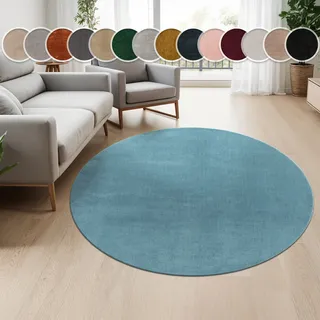 Paco Home Cadiz 630 Kurzflorteppich Ø 80 cm türkis