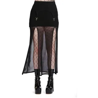 Banned A-Linien-Rock Moody Melody Industrial Goth Tüll Schlitzrock schwarz S